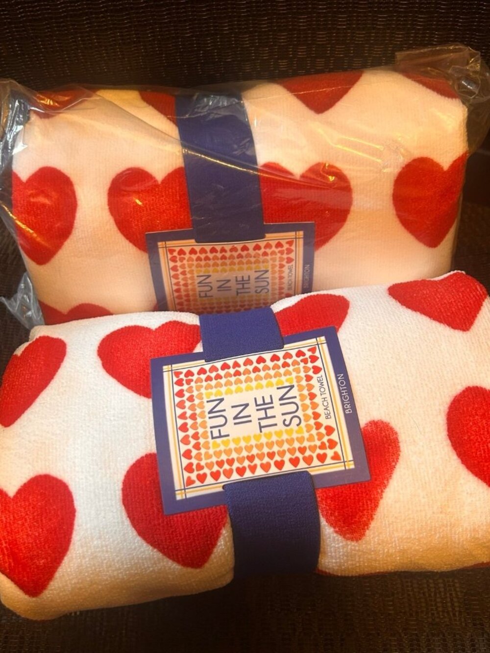 Lot of 2  Brighton Beach Towel Ombré Heart 60” X 30” Pool Summer NEW IN PACKAGE
